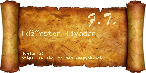 Fürster Tivadar névjegykártya